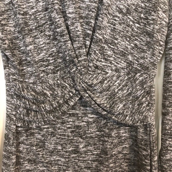 EXPRESS ONE ELEVEN Medium Gray Heather Twist Knot Dress Long Sleeve Stretch - Picture 2 of 7